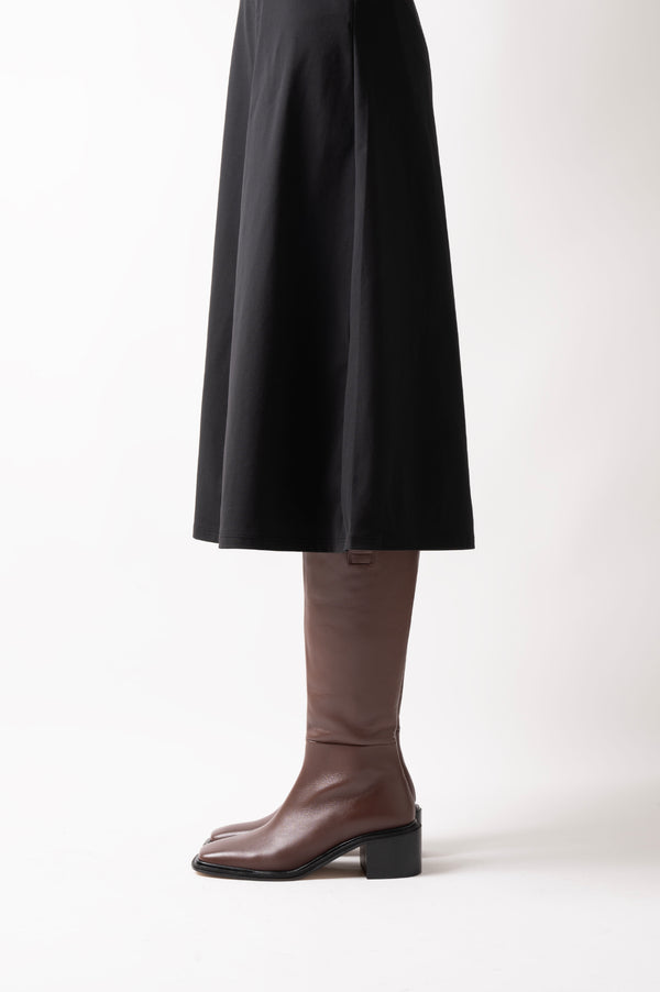 OLIVIA - Chocolate Leather Knee-High Boots