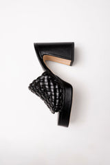PALOMA - Black Woven Leather Platform Mules
