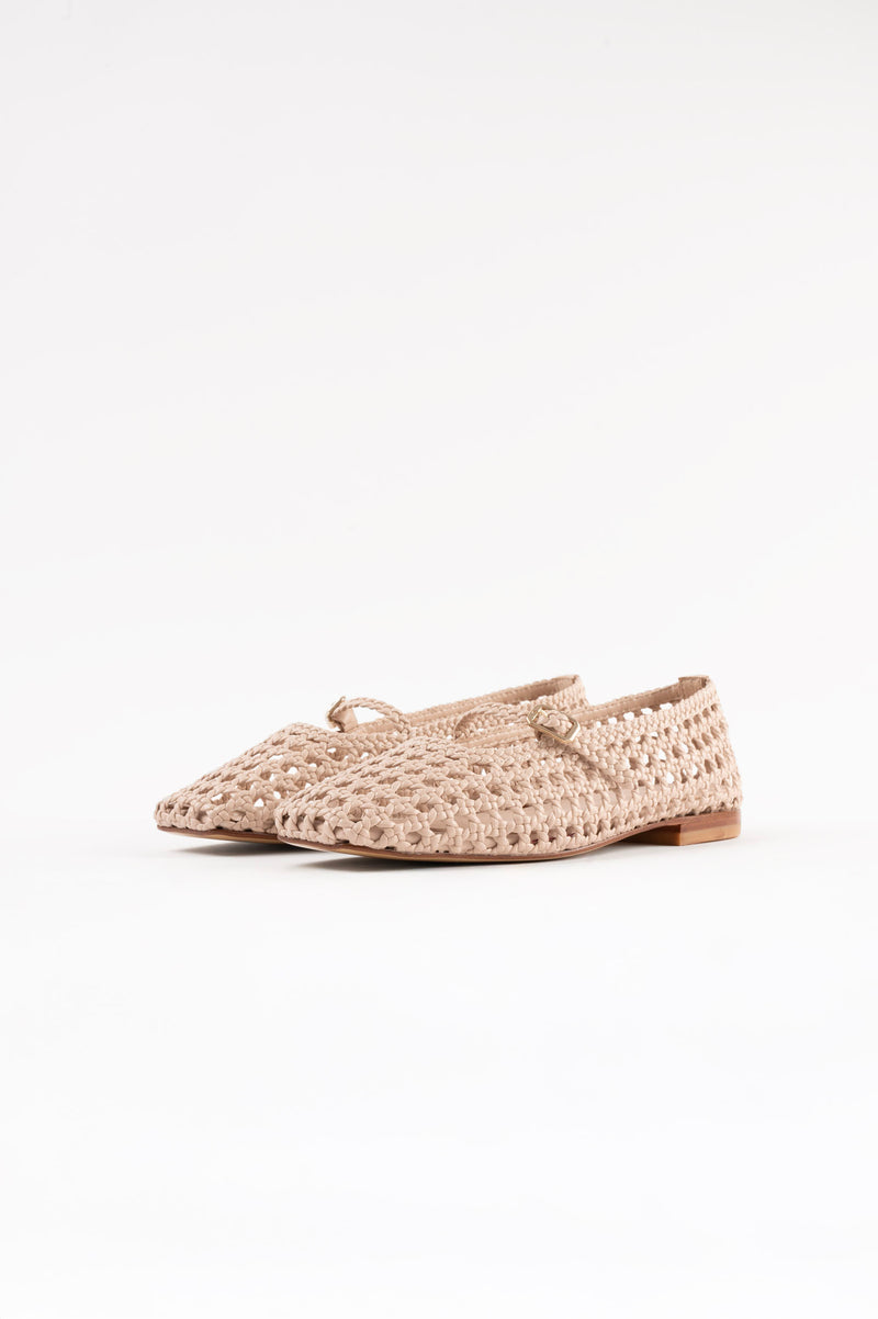 PARIS - Beige Woven Leather Ballerina