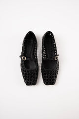 PARIS - Black Woven Leather Ballerina