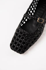 PARIS - Black Woven Leather Ballerina