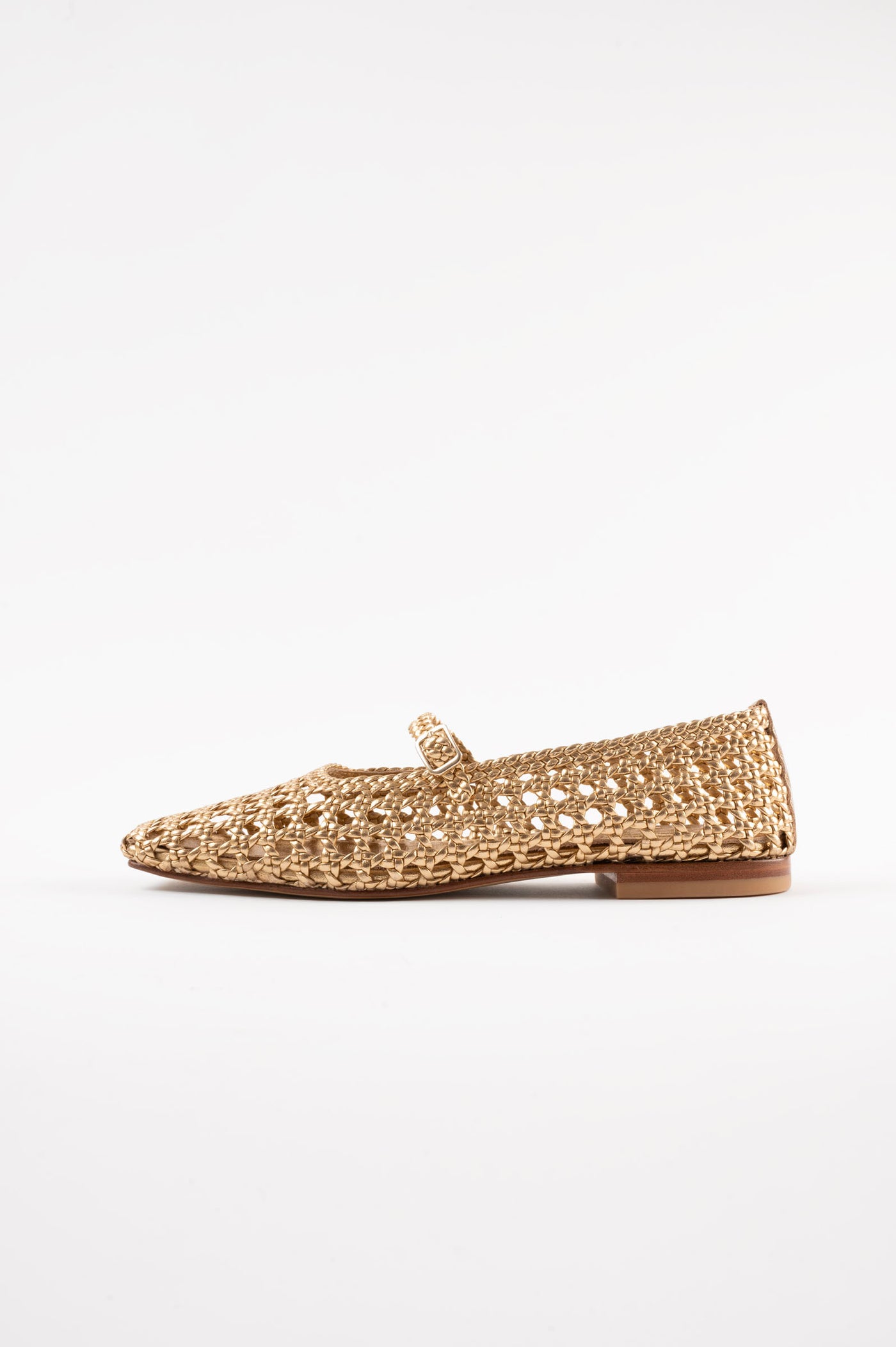 women's gold dress shoes PARIS - Gold Woven Leather Ballerina