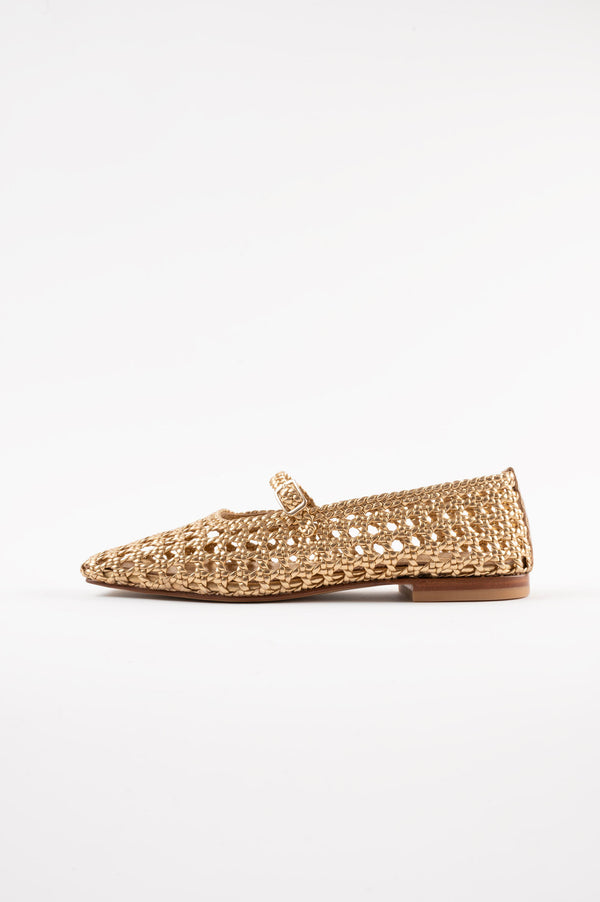 PARIS - Gold Woven Leather Ballerina