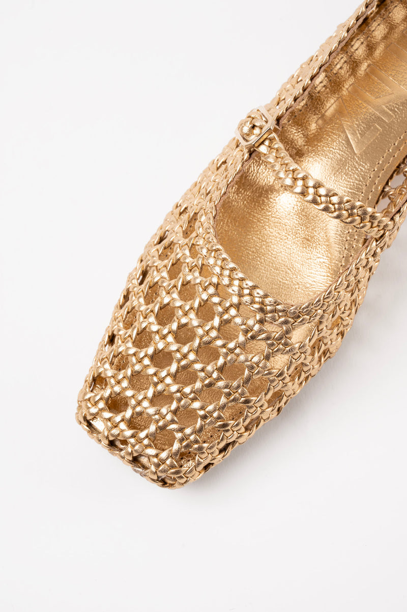 PARIS - Gold Woven Leather Ballerina