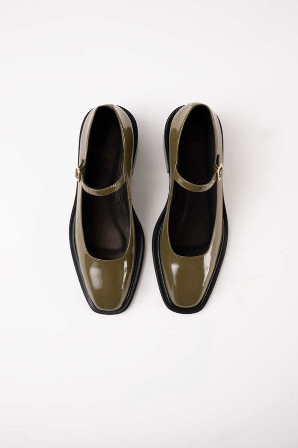 PENELOPE - Dark Green Patent Leather Babies