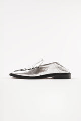 RIO - Silver Leather Flat Mules