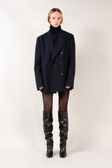 ROBERTA - Black Leather Knee-High Boots