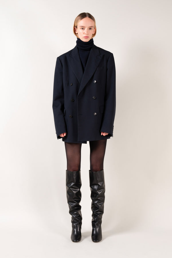 ROBERTA - Black Leather Knee-High Boots