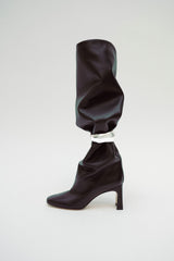 ROBERTA - Black Leather Knee-High Boots