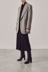 ROBERTA - Black Leather Knee-High Boots