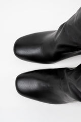 ROBERTA - Black Leather Knee-High Boots