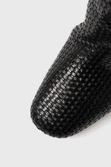 Roberta black woven leather knee-high boots - Souliers Martinez