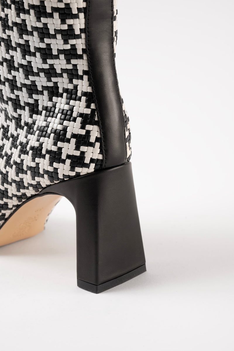 ROBERTA - Pied De Poule Woven Leather Knee-High Boots