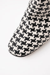 ROBERTA - Pied De Poule Woven Leather Knee-High Boots