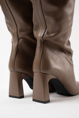 ROBERTA - Taupe Leather Knee-High Boots