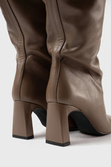 Roberta taupe leather knee-high boots - Souliers Martinez