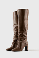Roberta taupe leather knee-high boots - Souliers Martinez