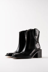 SAM - Black Polished Leather Ankle Boots