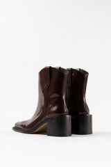 SAM - Dark Brown Polished Leather Ankle Boots