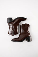 SAM - Dark Brown Polished Leather Ankle Boots