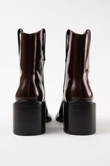 SAM - Dark Brown Polished Leather Ankle Boots