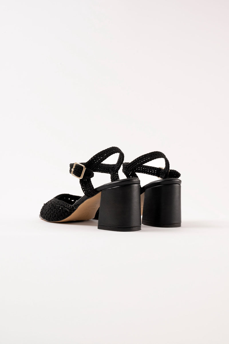 SICILIA - Black Woven Textile Sandals