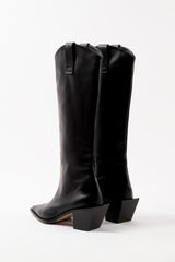 SOLE - Black Leather Cowboy Boots
