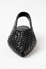 SOLEDAD - Black Woven Leather Flat Shoes