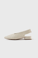 Soledad white woven leather flats - Souliers Martinez
