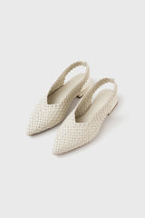 Soledad white woven leather flats - Souliers Martinez