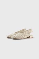Soledad white woven leather flats - Souliers Martinez