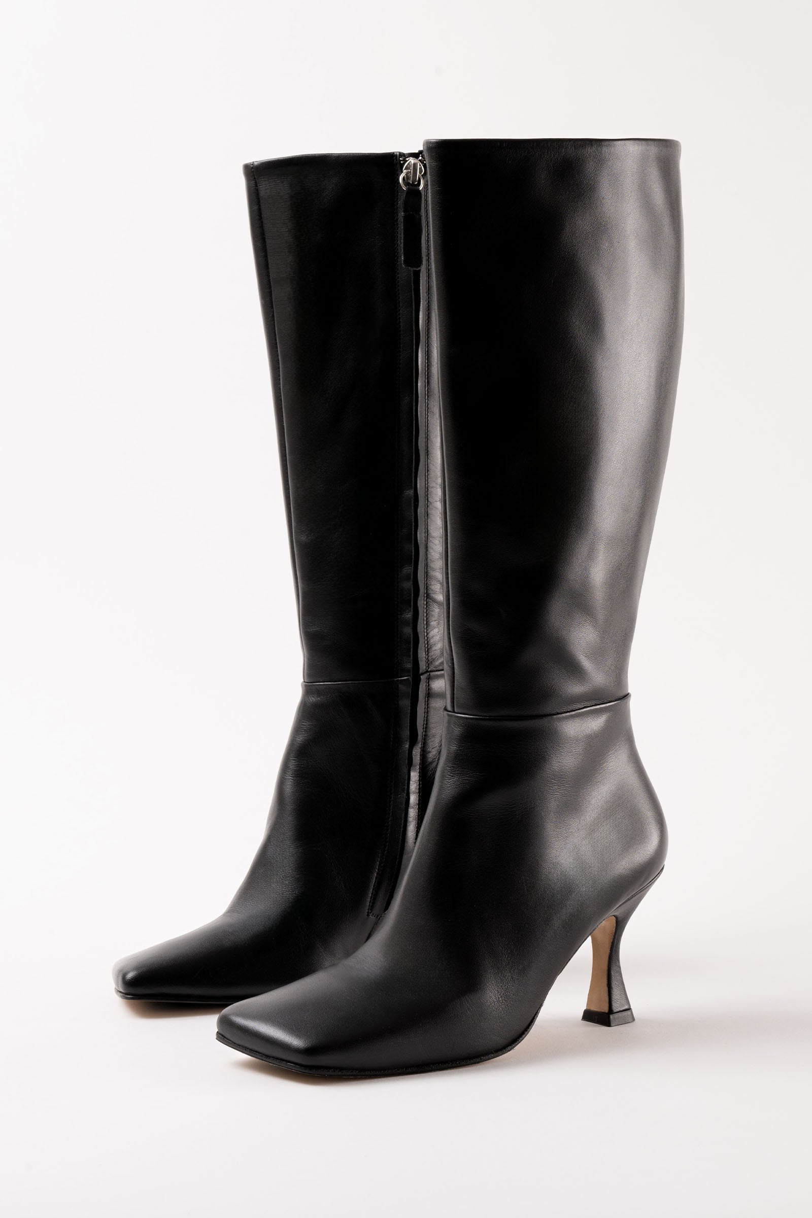 Ladies black leather knee high boots size 8 best sale