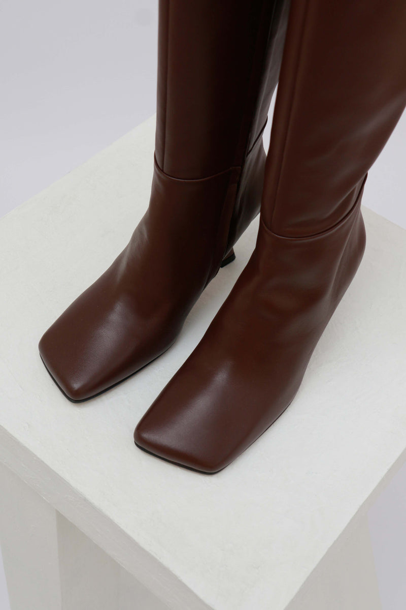 SONIA - Chocolate Leather Knee-High Boots