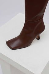 SONIA - Chocolate Leather Knee-High Boots