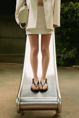 SPIAGGIA - Black Leather With Embellishment Sandals