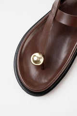 SPIAGGIA - Dark Brown Leather With Embellishment Sandals