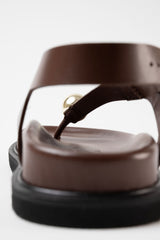 SPIAGGIA - Dark Brown Leather With Embellishment Sandals