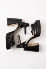 SPRINGS - Black Leather Platform Sandals