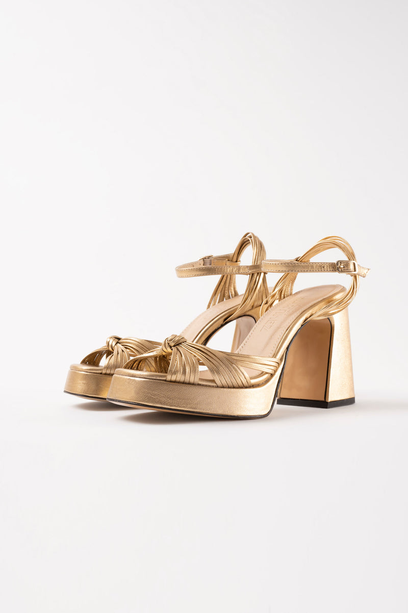 SPRINGS - Gold Leather Platform Sandals