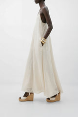 SUMMER - White Leather and Raffia Platform Sandals