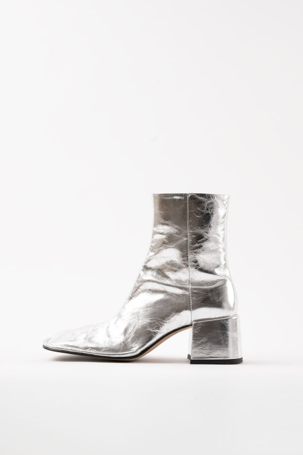 TARA - Silver Wrinkled Leather Boots