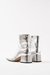 TARA - Silver Wrinkled Leather Boots