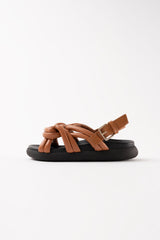 TELVA - Brown Tubular Leather Sandals