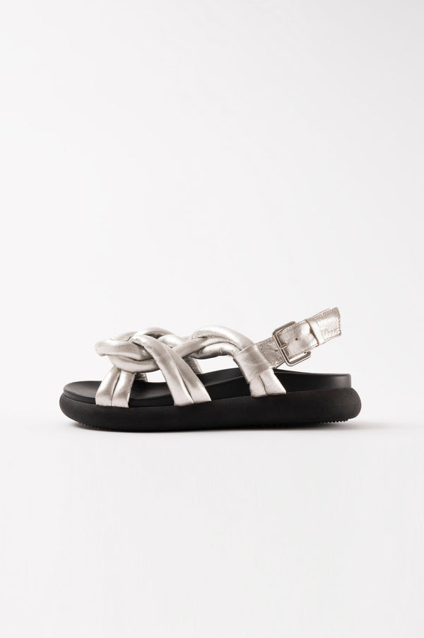 TELVA - Silver Tubular Leather Sandals