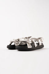 TELVA - Silver Tubular Leather Sandals