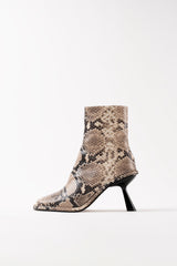 TEO - Beige Python Leather Ankle Boots