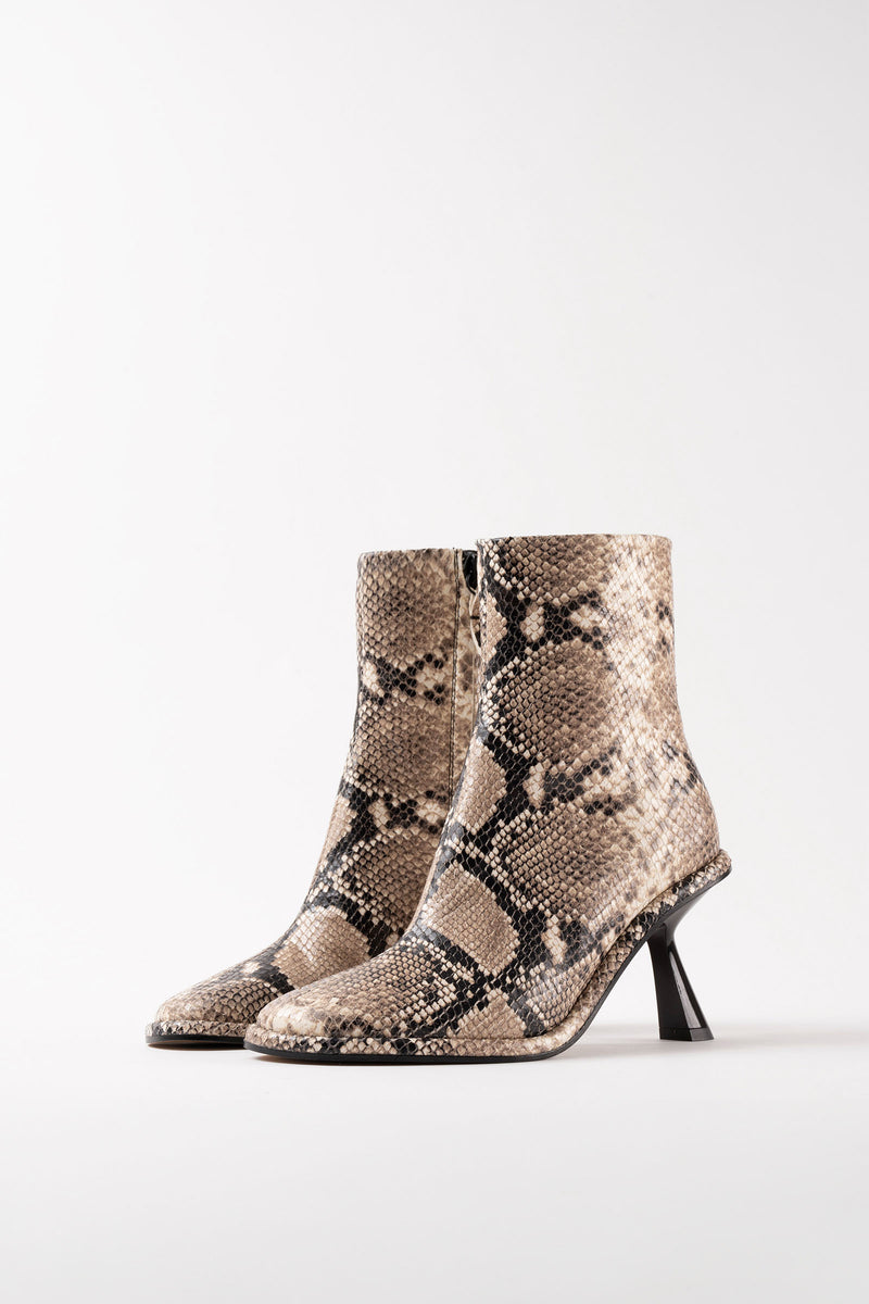 TEO - Beige Python Leather Ankle Boots