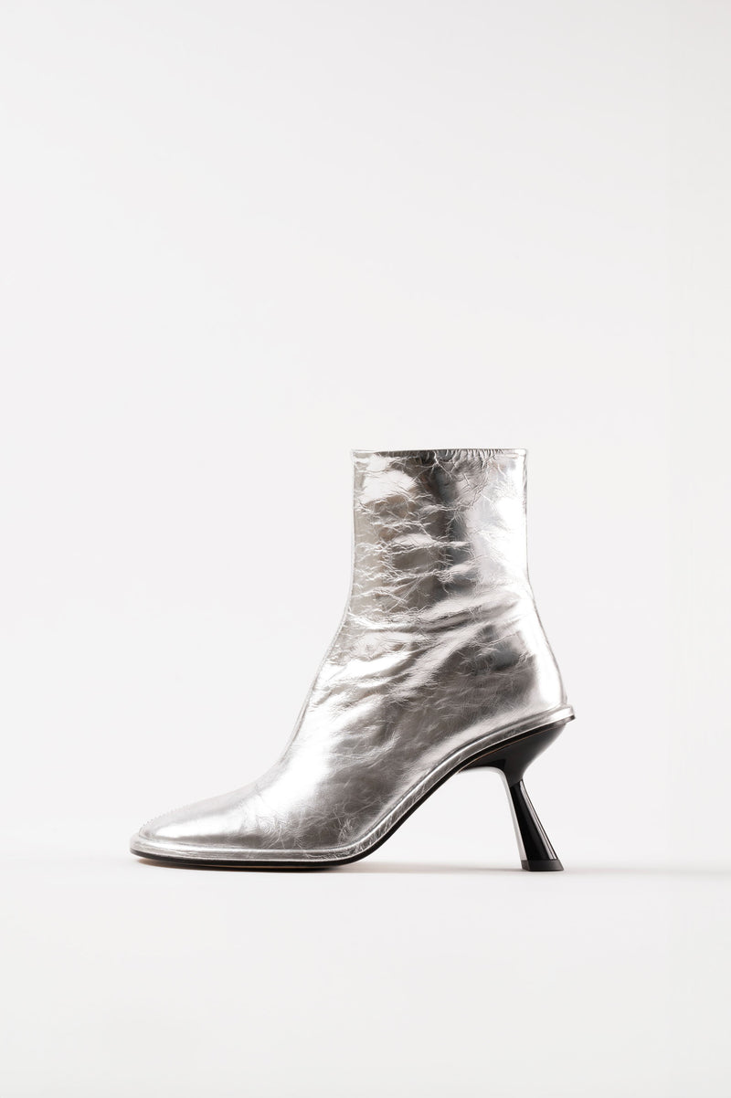 TEO - Silver Leather Ankle Boots