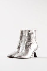 TEO - Silver Leather Ankle Boots