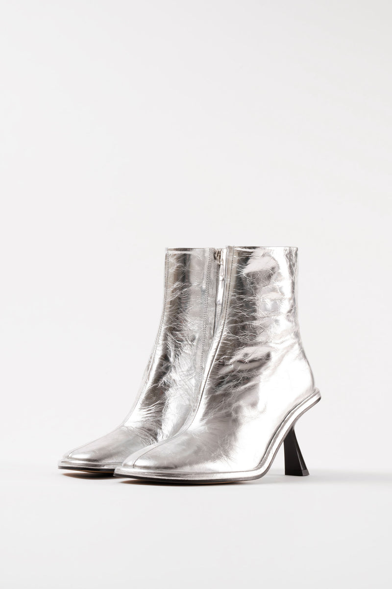 TEO - Silver Leather Ankle Boots